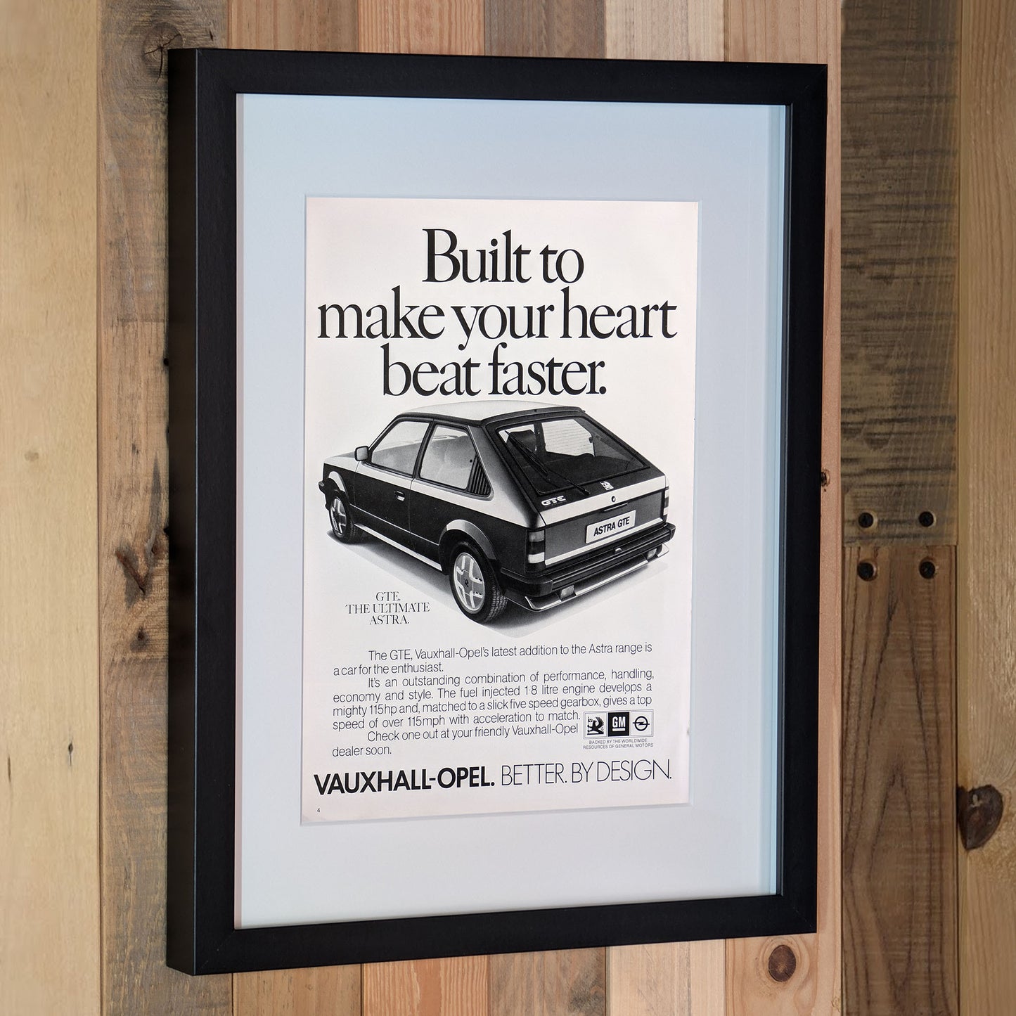 1983 Vauxhall-Opel Astra GTE Advertisement Poster - Original Framed