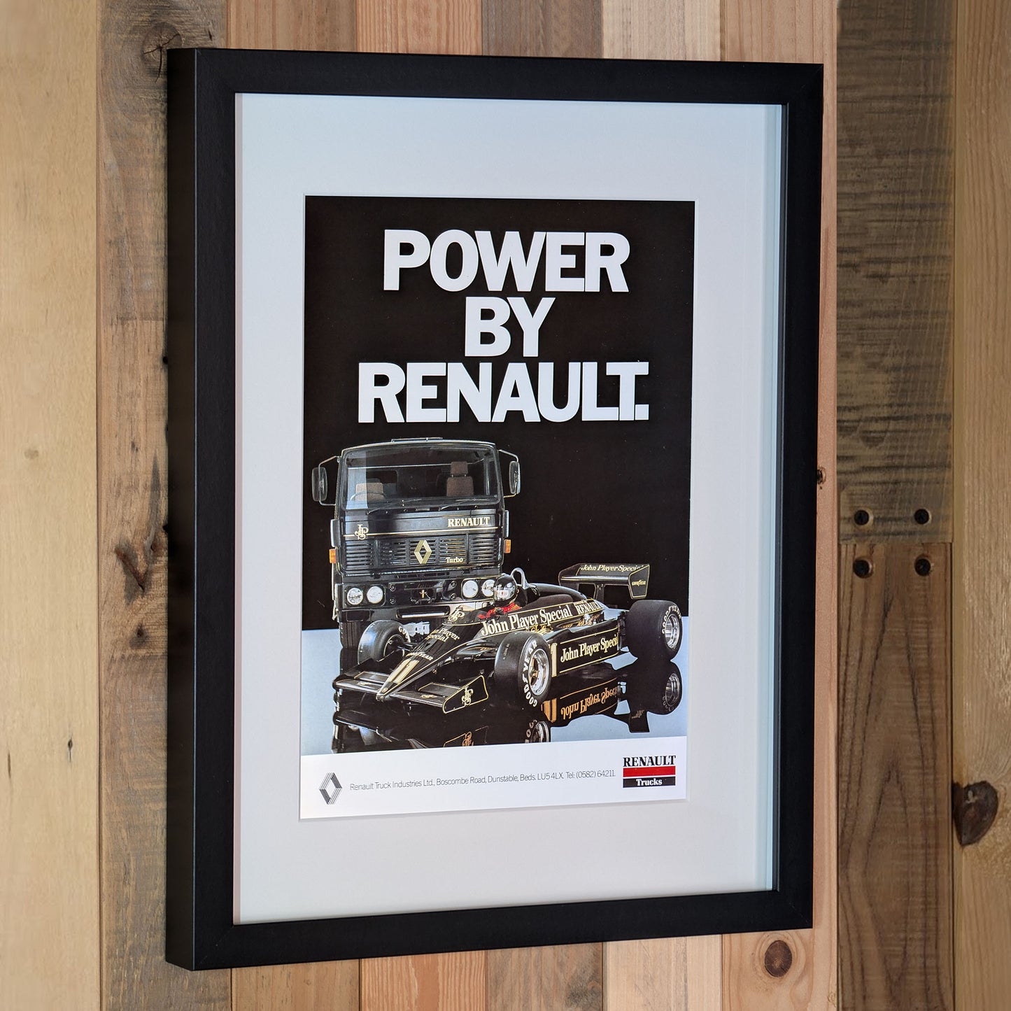 1984 Lotus Formula One 'Power By Renault' Advertisement Poster - Original Framed