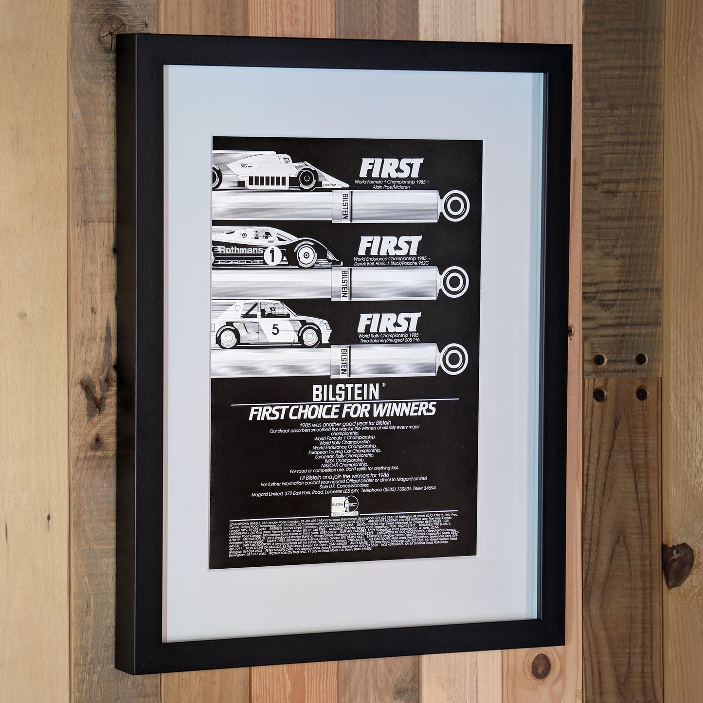 1986 Bilstein 'First Choice For Winners' Advertisement Poster - Original Framed