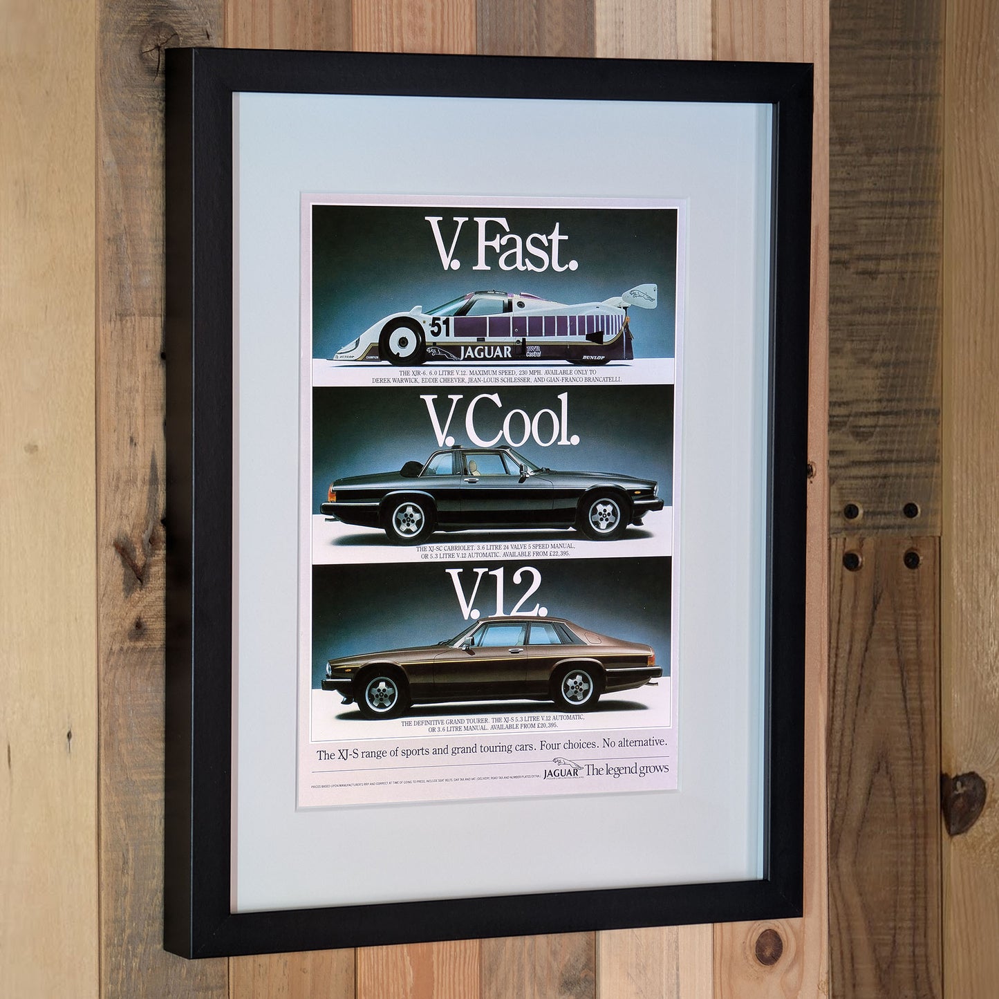 1986 Jaguar XJ-S V12 Advertisement Poster - Original Framed