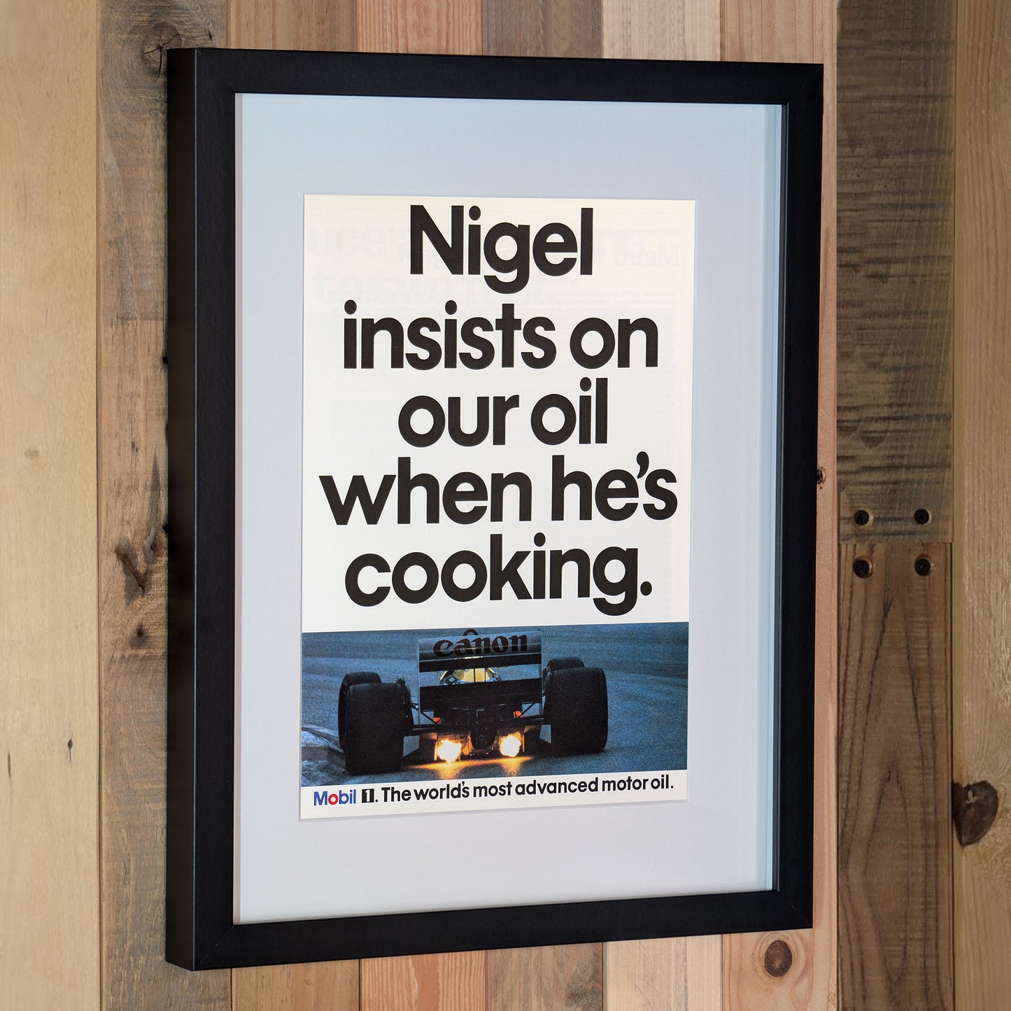 1987 Mobil 1 Williams Nigel Mansell Advertisement Poster - Original Framed