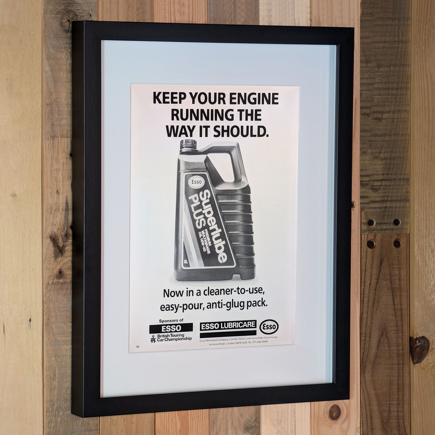1990 Esso Oils Lubricare Advertisement Poster - Original Framed