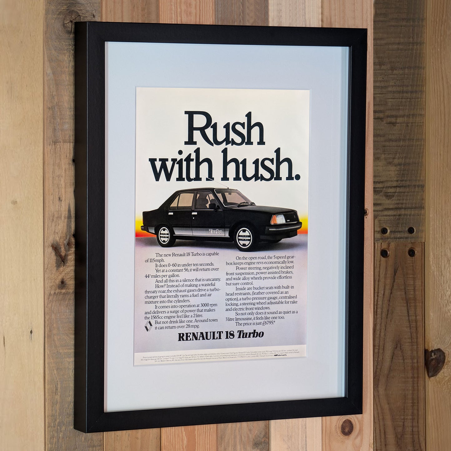 1981 Renault 18 Turbo Advertisement Poster - Original Framed