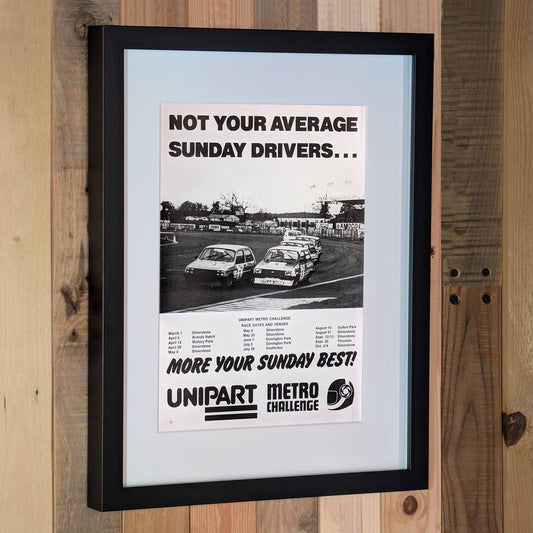 1981 Unipart MG Metro Challenge Advertisement Poster - Original Framed