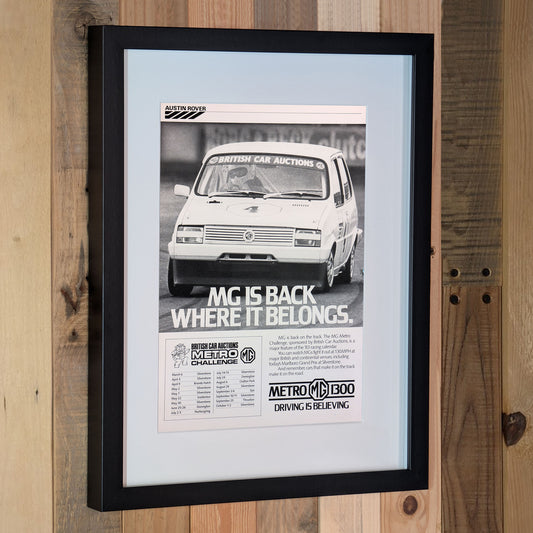1983 MG Metro 1300 Challenge Advertisement Poster - Original Framed