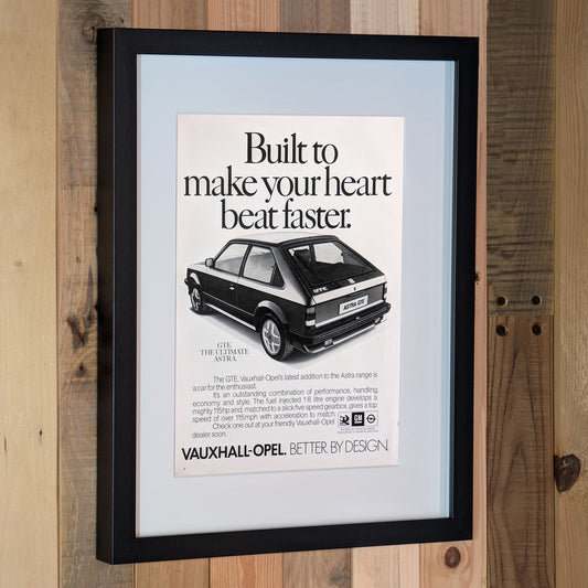 1983 Vauxhall-Opel Astra GTE Advertisement Poster - Original Framed
