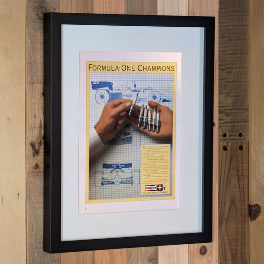 1984 Champion Spark Plugs Ferrari F1 Advertisement Poster - Original Framed