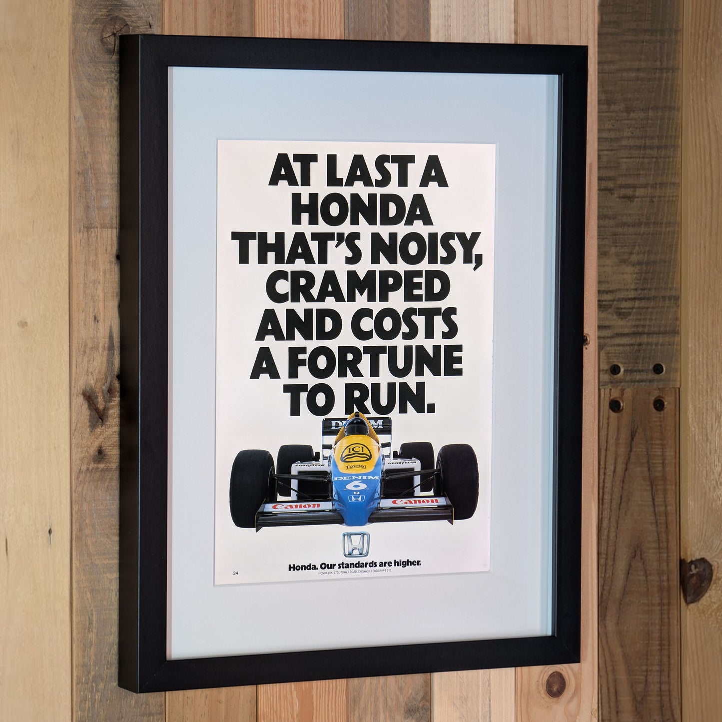 1985 Williams Honda Keke Rosberg Advertisement Poster - Original Framed
