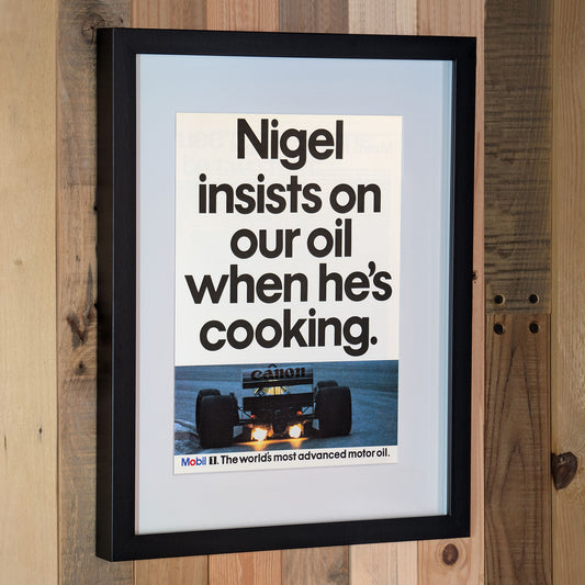 1987 Mobil 1 Williams Nigel Mansell Advertisement Poster - Original Framed