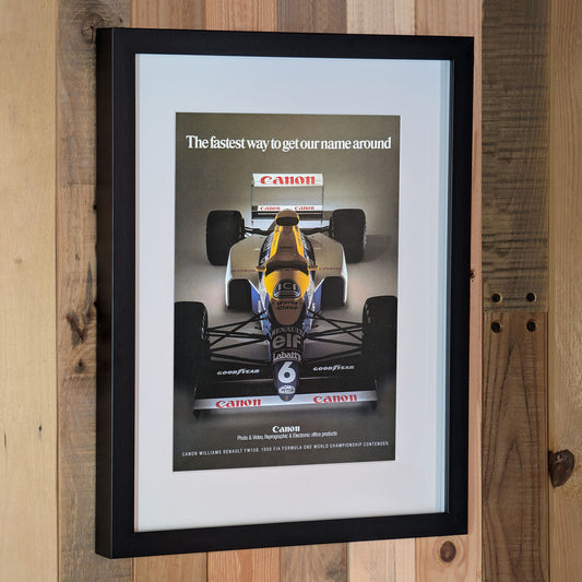 1990 Williams FW13B Canon Advertisement Ricardo Patrese Poster - Original Framed