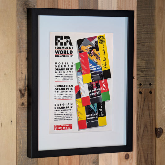 1991 FIA Formula 1 World Championship Advertisement Poster - Original Framed