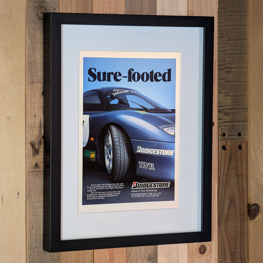 1991 Jaguar XJR-15 Bridgestone Advertisement Poster - Original Framed