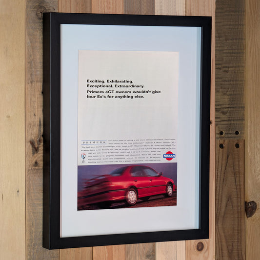 1993 Nissan Primera eGT Advertisement Poster - Original Framed
