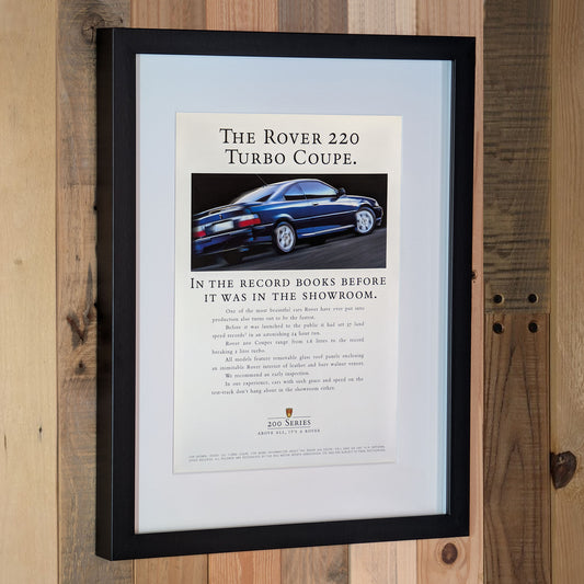1993 Rover 220 Turbo Coupe 200 Series Advertisement Poster - Original Framed