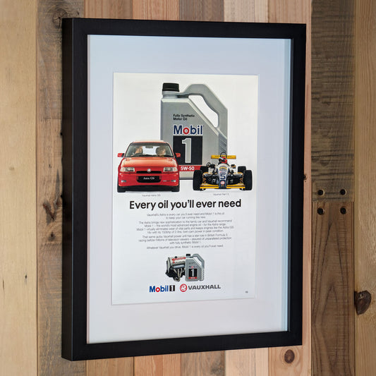 1993 Vauxhall Astra GSi Mobil 1 Advertisement Poster - Original Framed