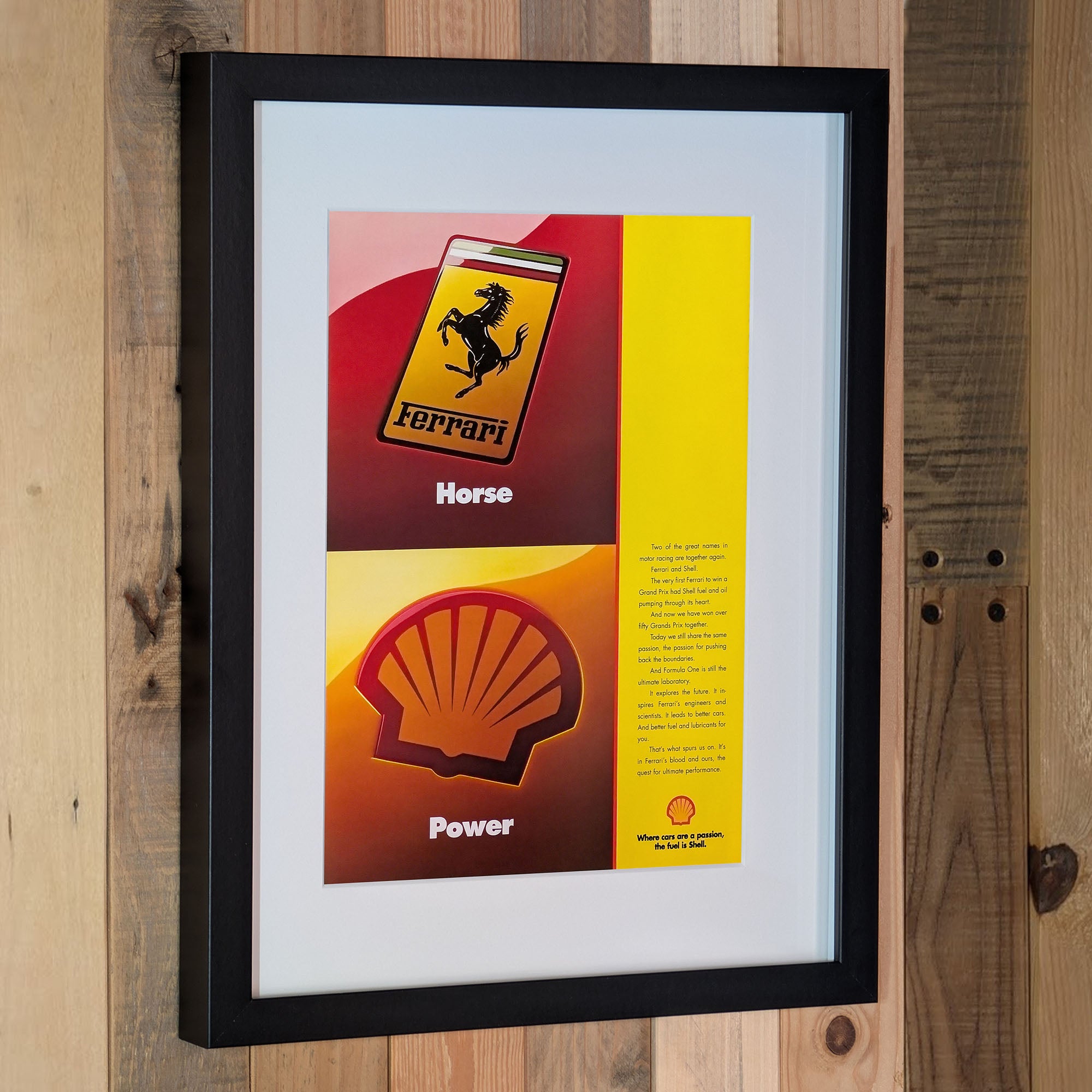 Ferrari Shell Label 1997 Ferrari Shell Advertisement Poster - Original Framed – Pit Wall ...